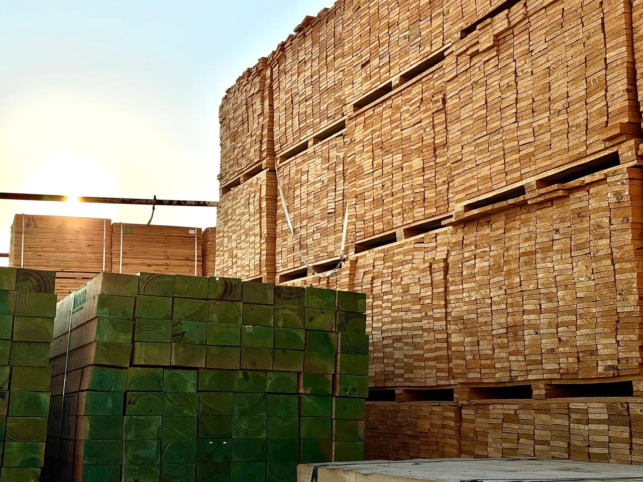 Stacked sawn timber ready for processing