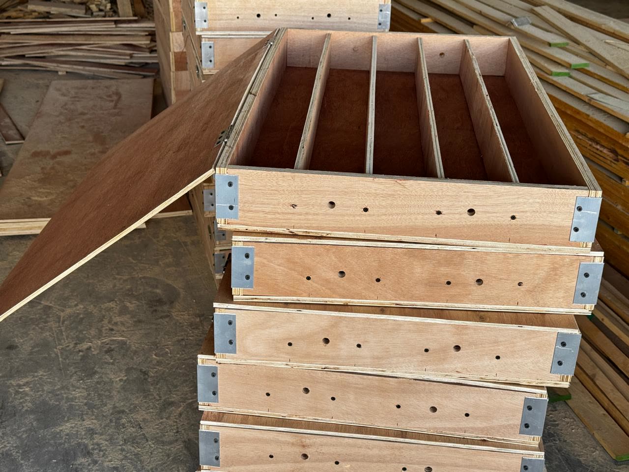Wooden crates inside the Pack Pro manufacturing facility, Dubai